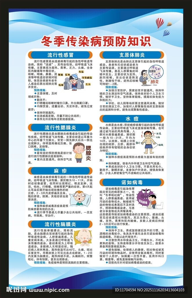 冬季传染病预防知识海报