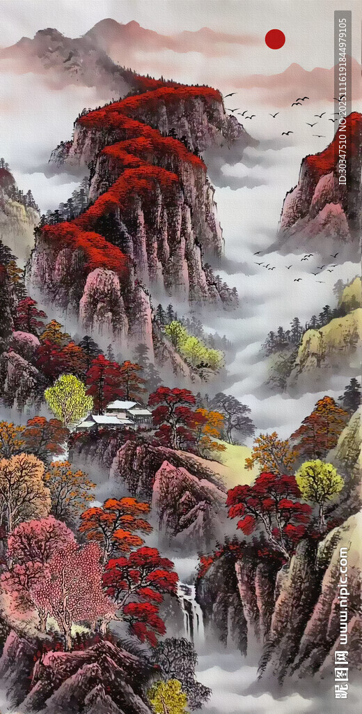 竖幅山水画
