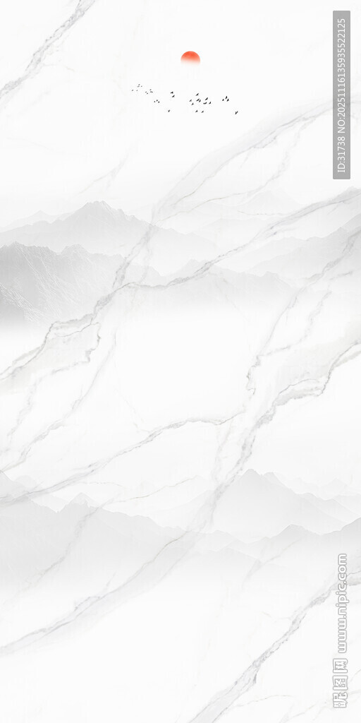 别墅水墨山水玄关大理石装饰画