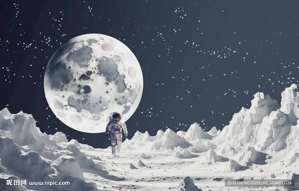 月球宇航员星空背景图