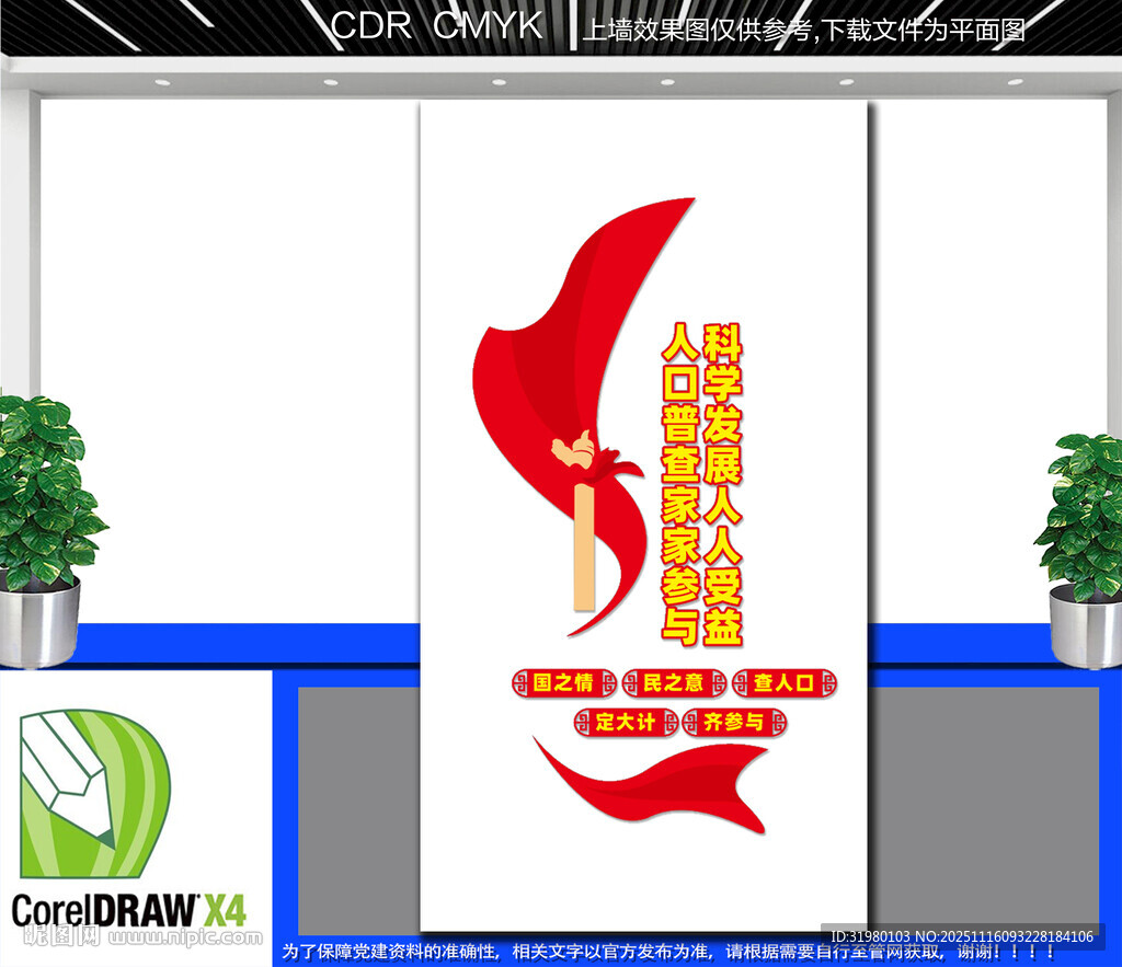 竖版人口普查文化墙