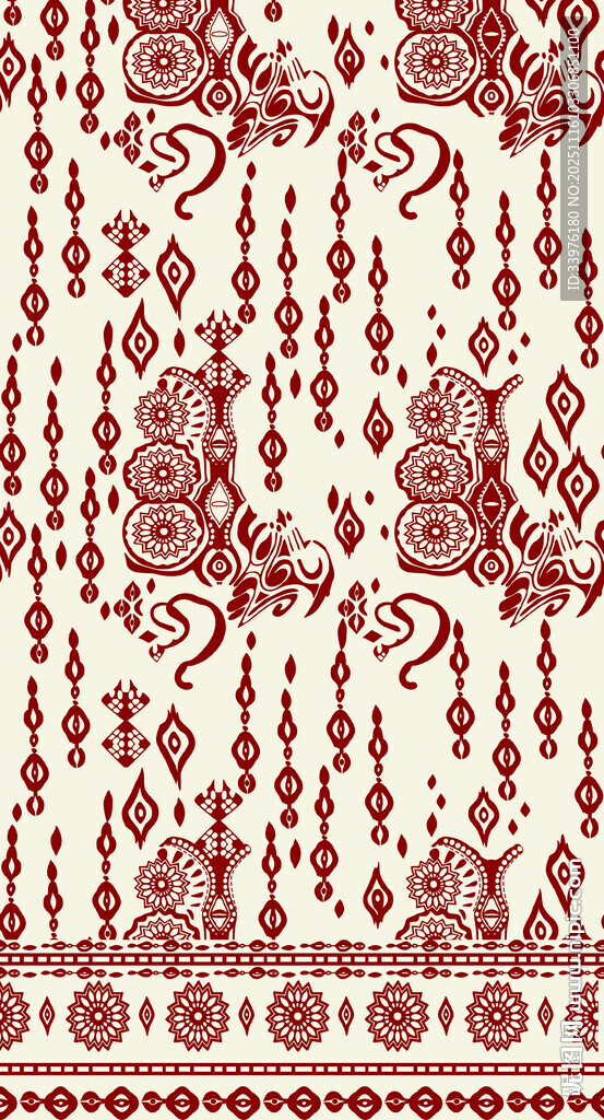 复古红色几何花纹图案