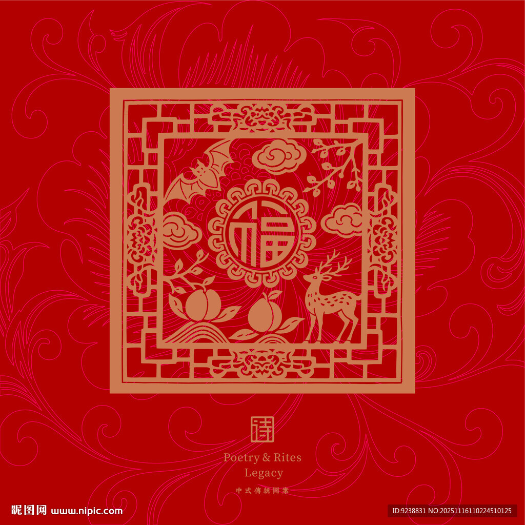 中式复古花卉图案装饰