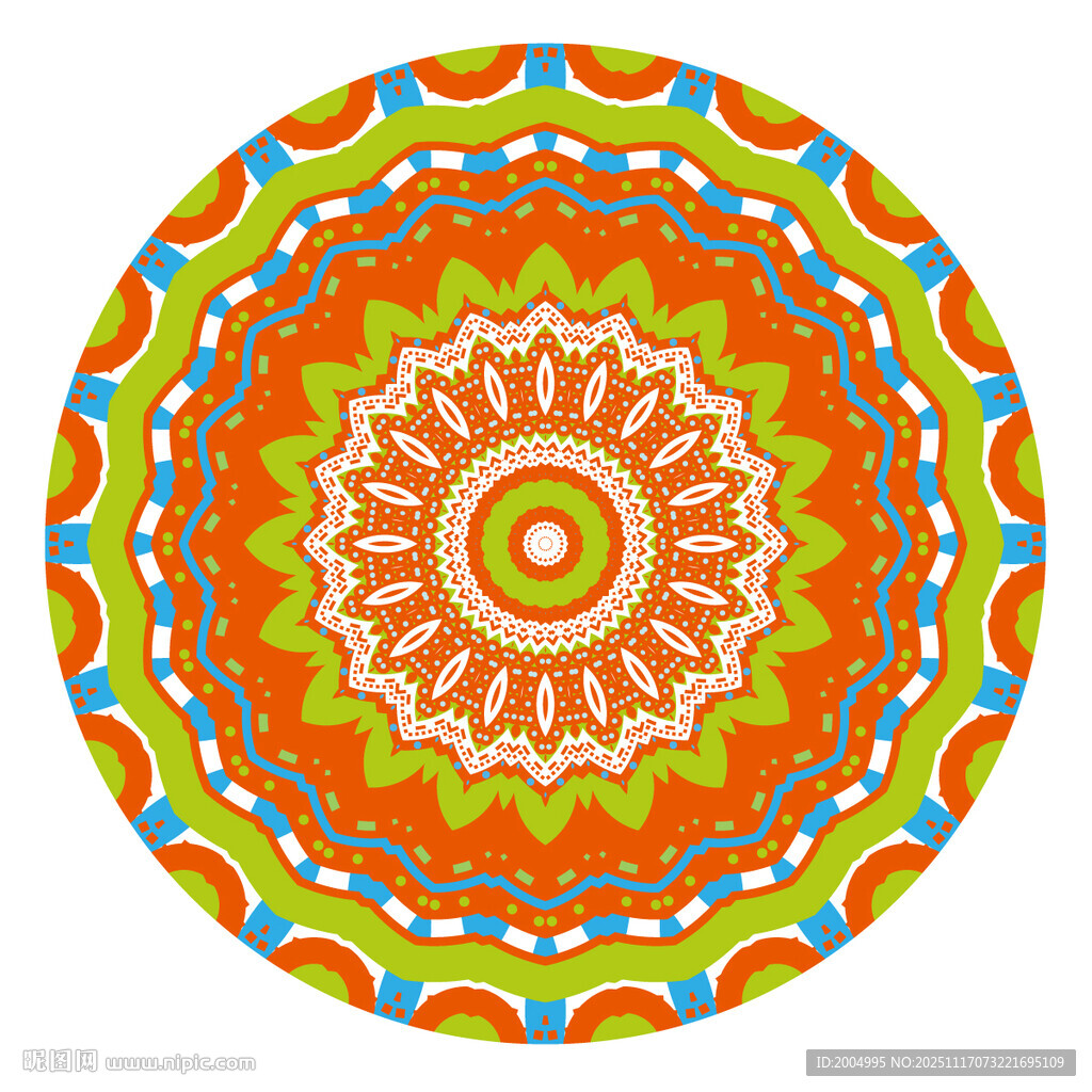 圆形红黄蓝印花图案