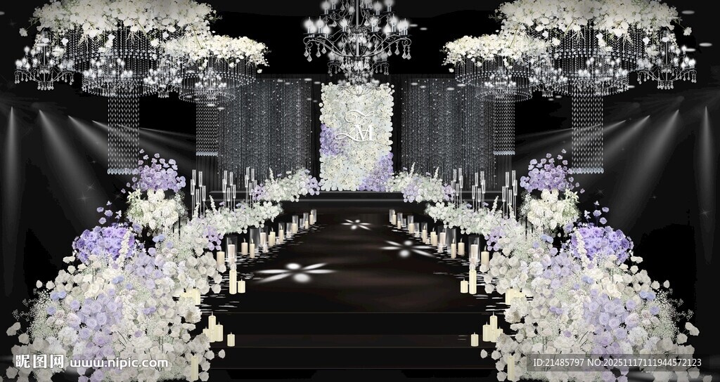 浪漫紫色系婚礼现场布置