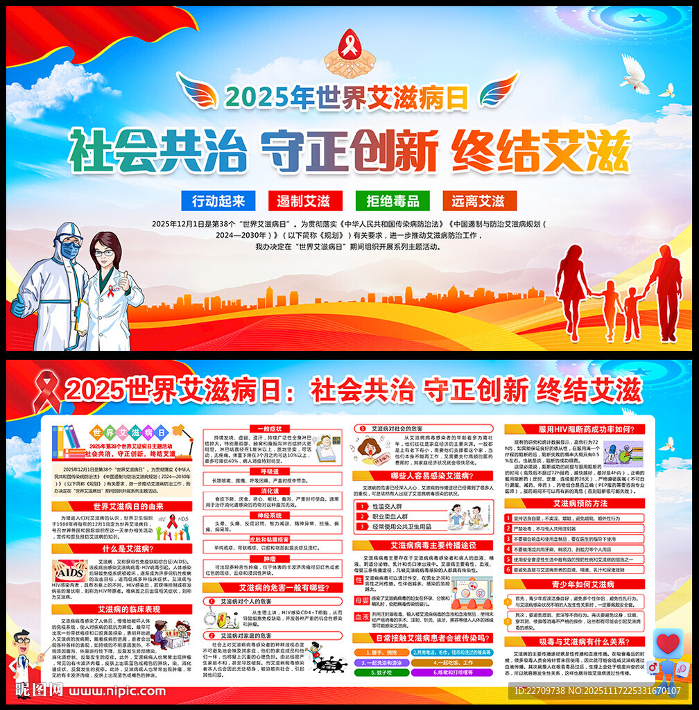 2025年世界艾滋病日展板海报