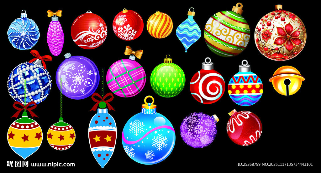 多彩圣诞装饰球集合