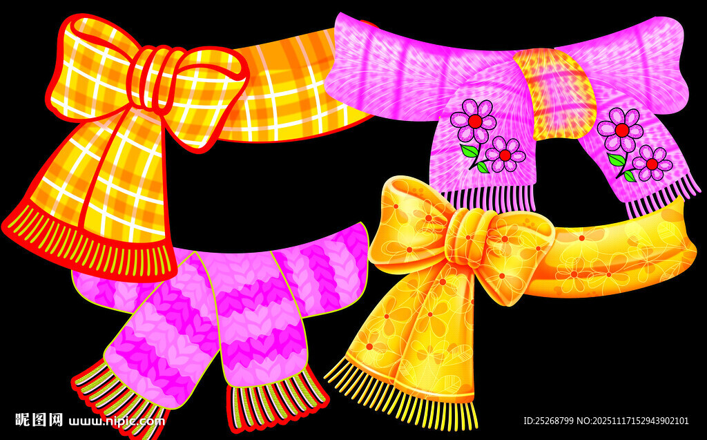 多彩针织围巾与蝴蝶结