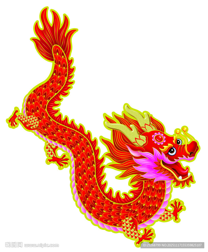 传统红色祥龙图案