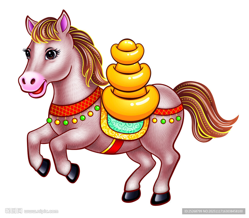 驮金元宝的可爱小马