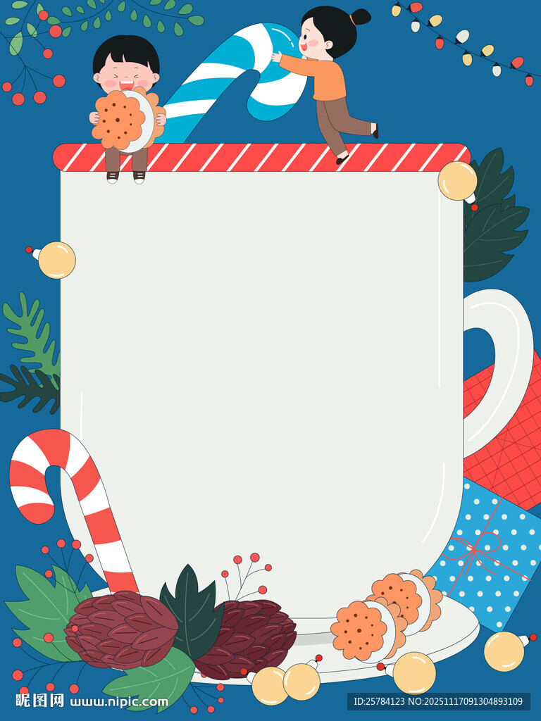 孩子庆祝圣诞节礼物拐杖糖饼干