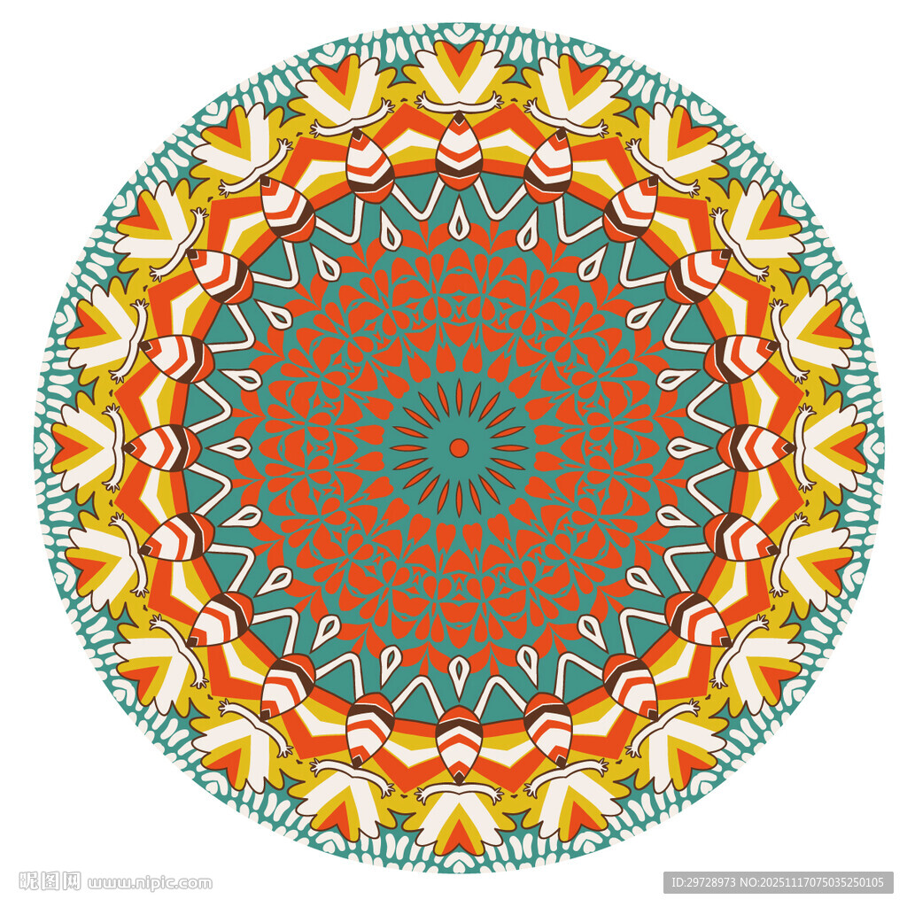 多彩圆形曼陀罗装饰图案