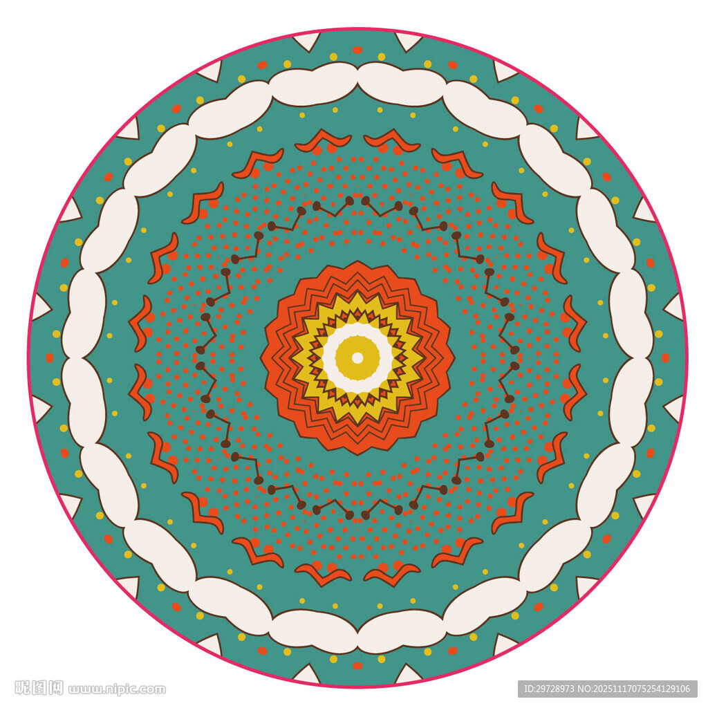 圆形彩色波点数码印花