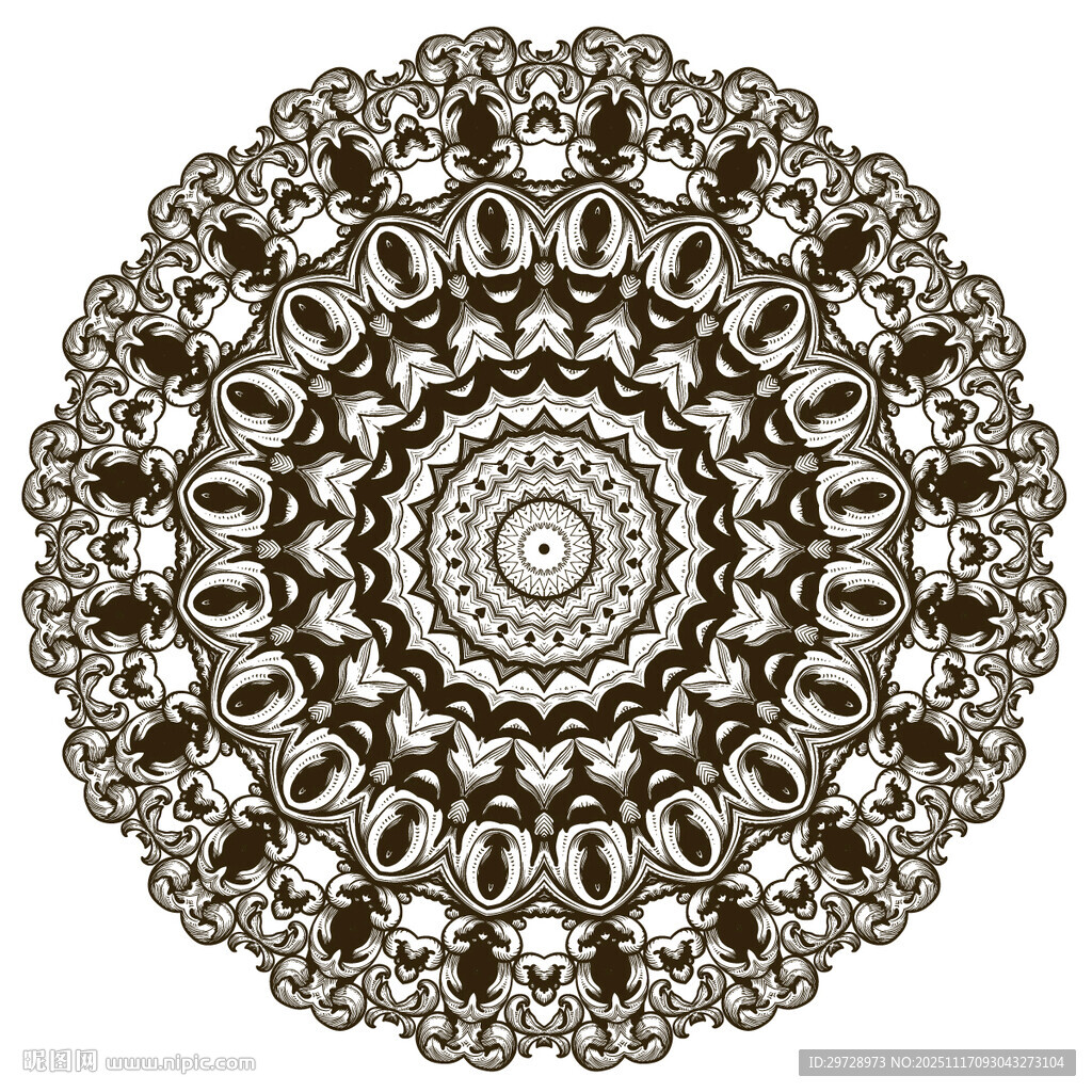 精致圆形曼陀罗图案设计