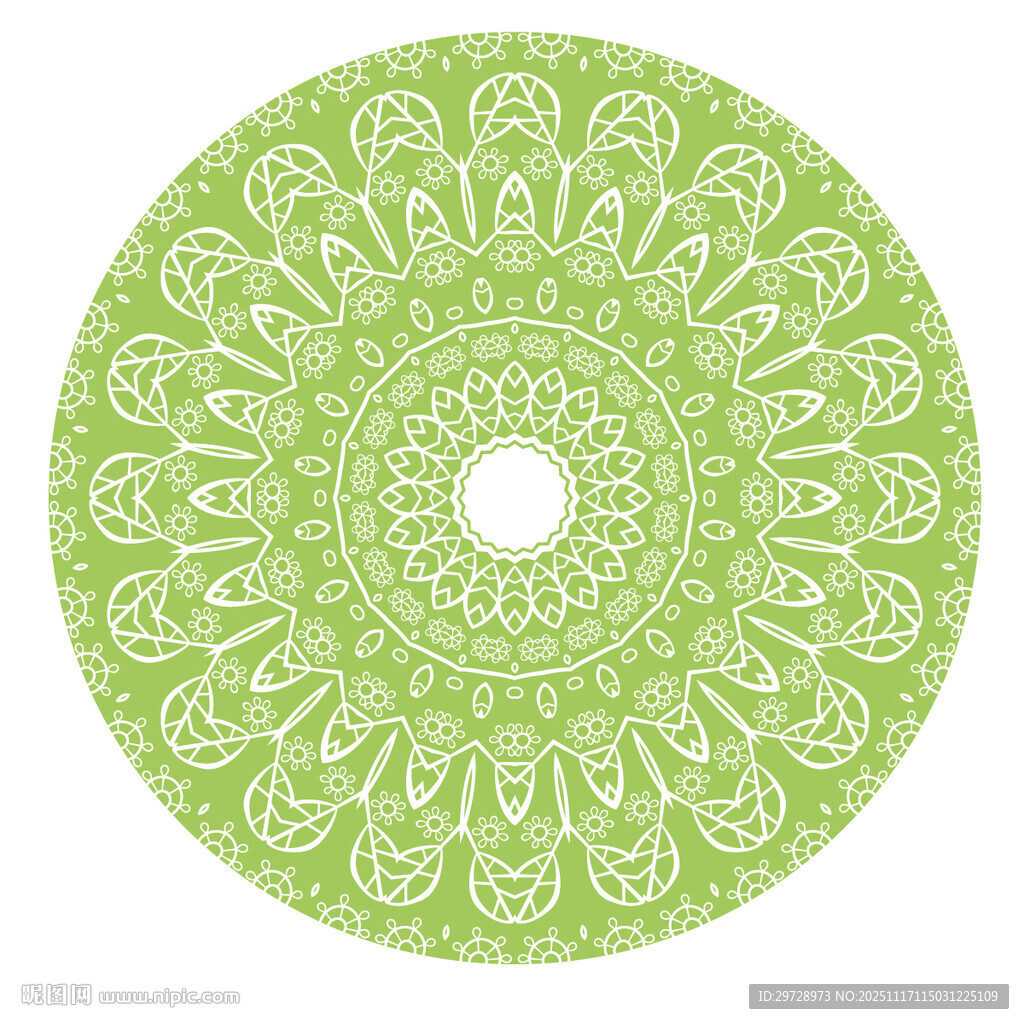 绿色曼陀罗花纹圆形图案