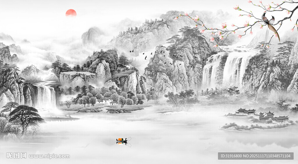 新中式水墨山水画