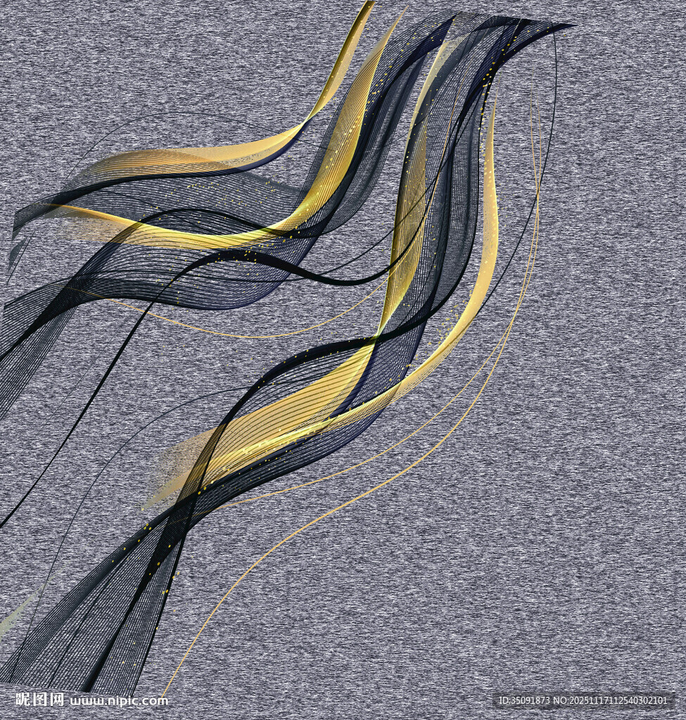 飘逸黑黄丝带纹理图案