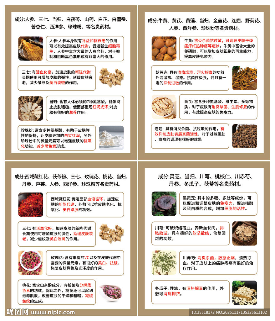 种药材对皮肤的作用