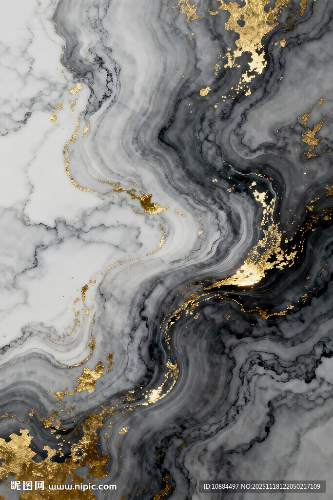 水墨金纹抽象艺术纹理