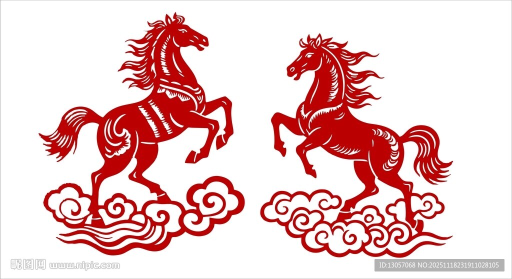 双马腾云剪纸艺术作品