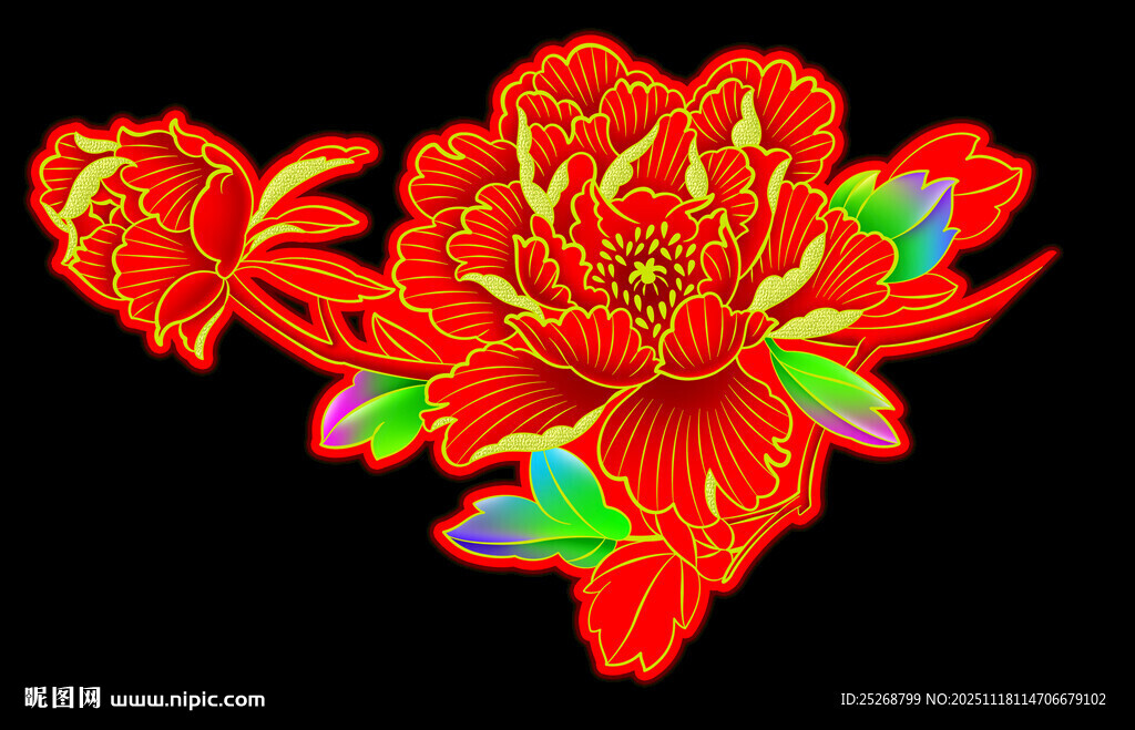 精美立体红色花朵装饰