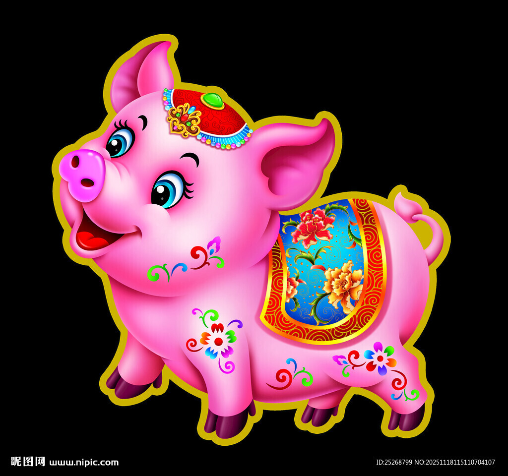 粉色花饰小猪形象