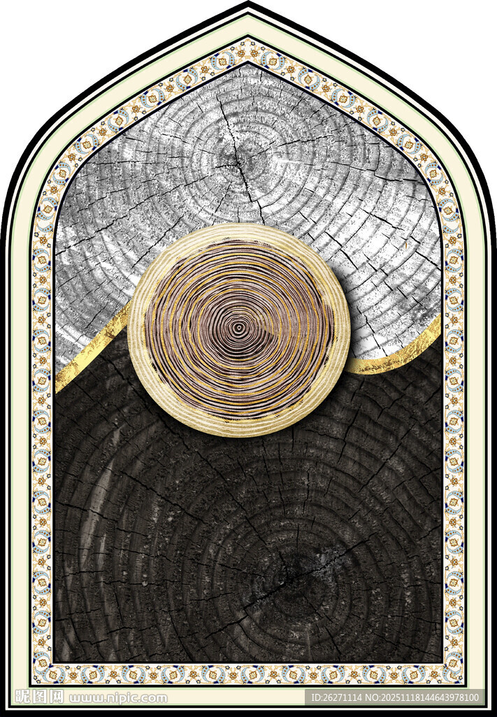 复古风树桩截面艺术图案
