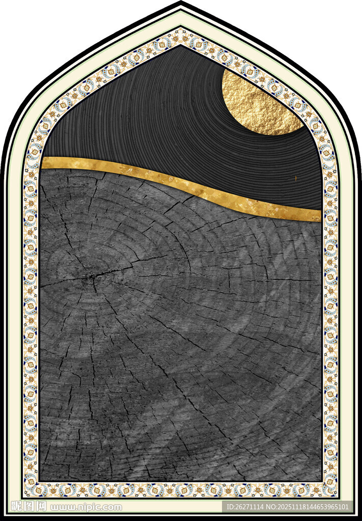 中式古典拱形纹理装饰图