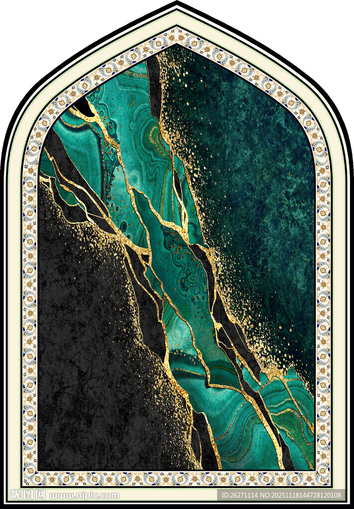华丽拱形绿纹大理石图案