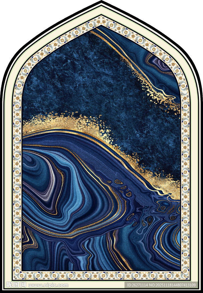 蓝色波纹拱形装饰图案