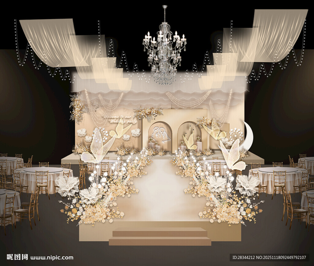 奢华金色婚礼舞台布置