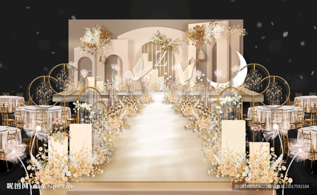 奢华金色系婚礼现场布置