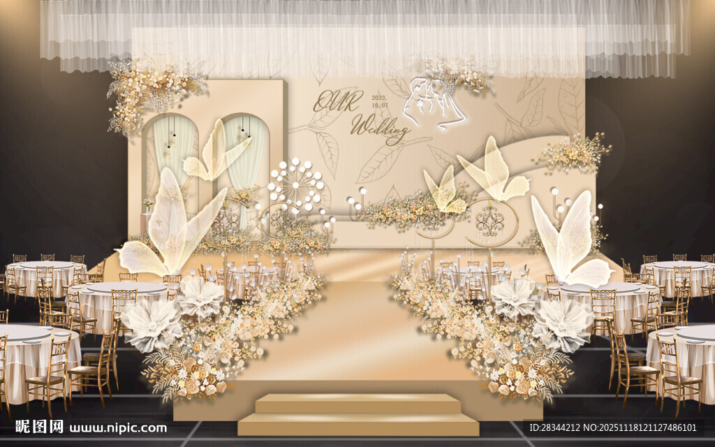 奢华金色婚礼舞台布置