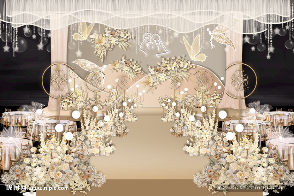 金色梦幻婚礼仪式场景布置