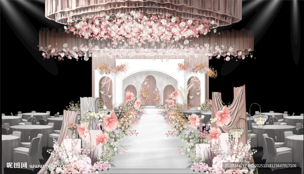 西式粉色系婚礼现场布置