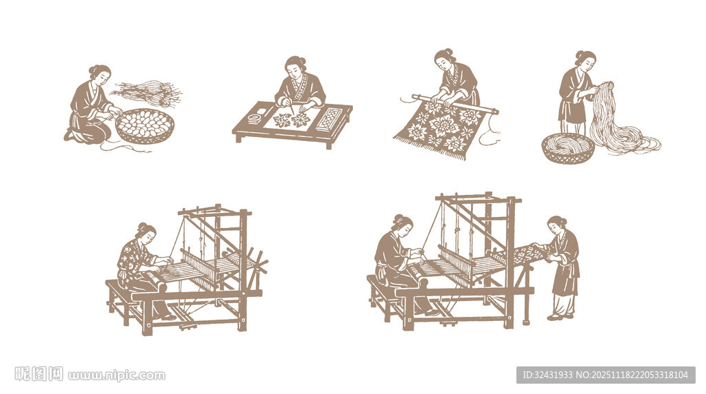 古代手工艺制作场景图