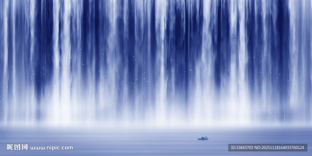 高山流水瀑布山水图