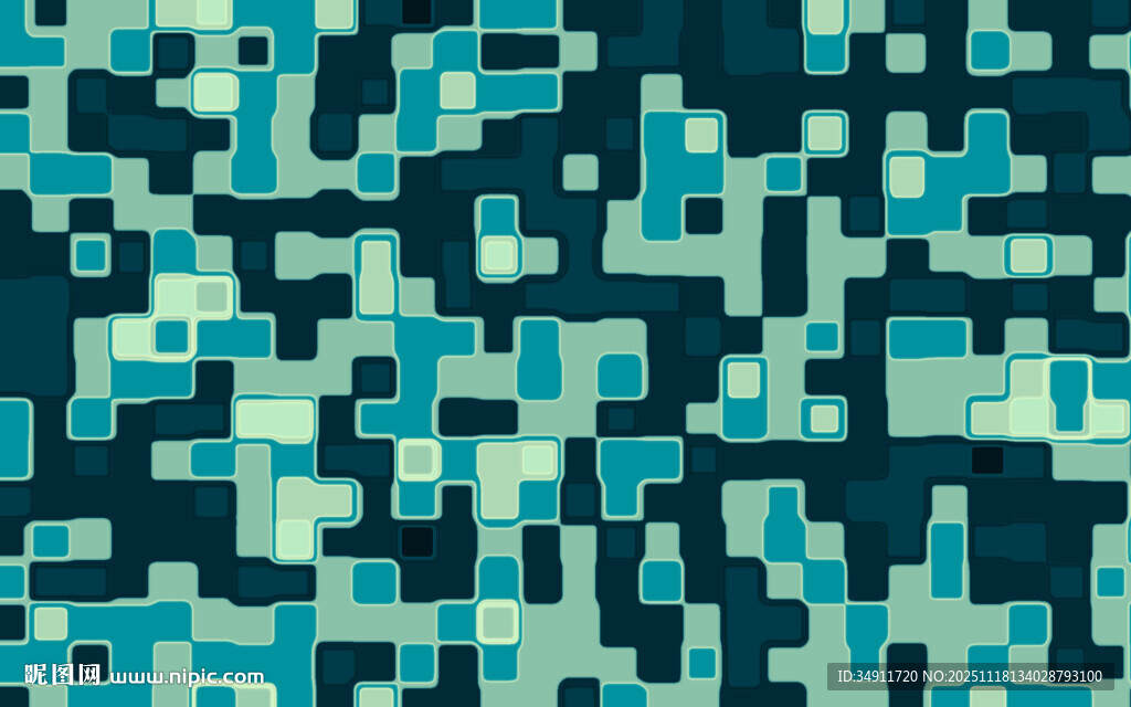 蓝绿色像素风格几何图案