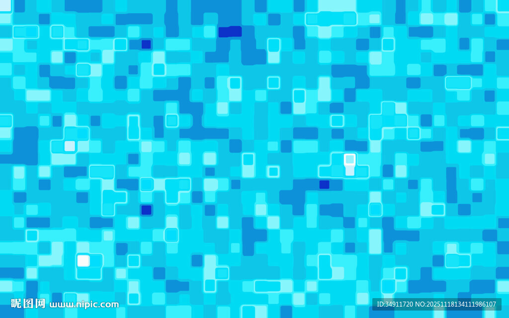 蓝色像素马赛克背景图