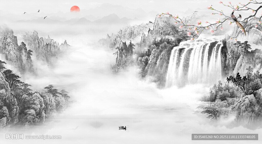 新中式水墨山水画