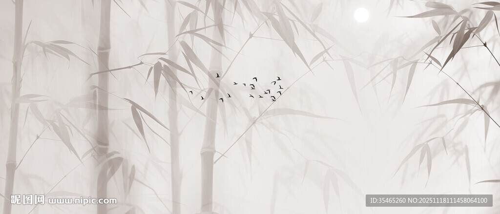 新中式水墨竹子背景墙