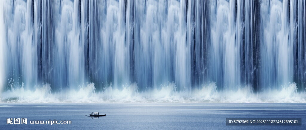 高山流水瀑布山水画幕墙