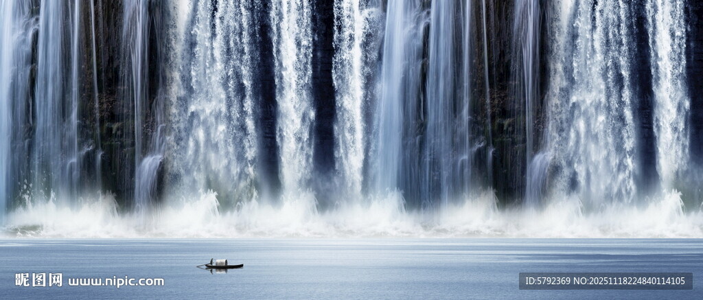 瀑布山水画背景墙