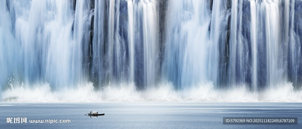 瀑布山水风景画背景图