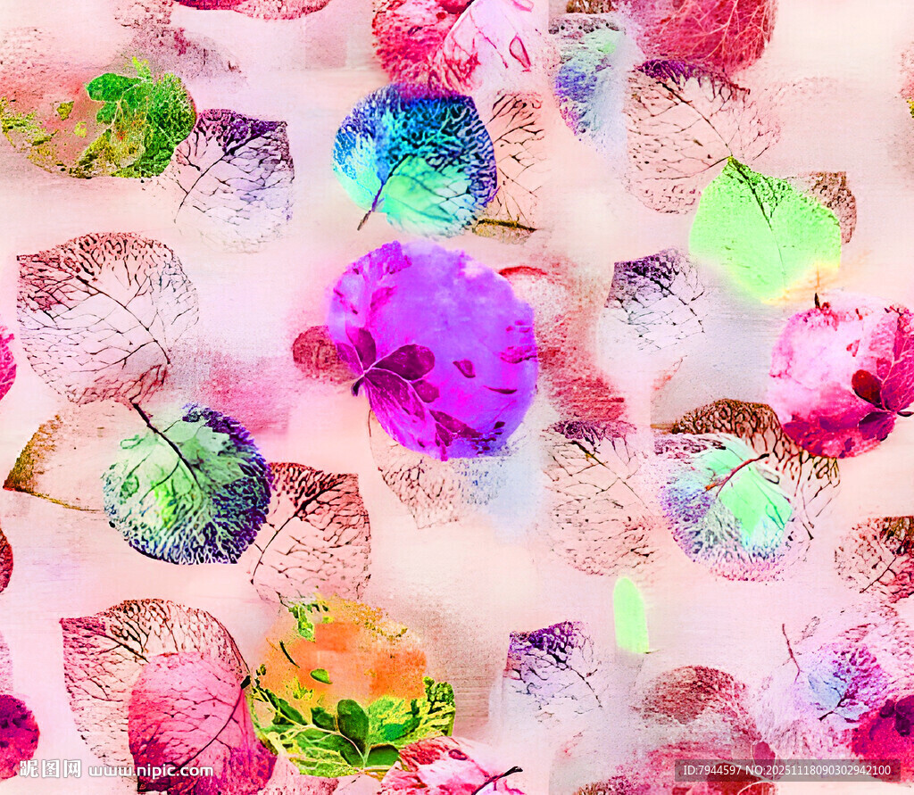 梦幻多彩花卉水彩背景图