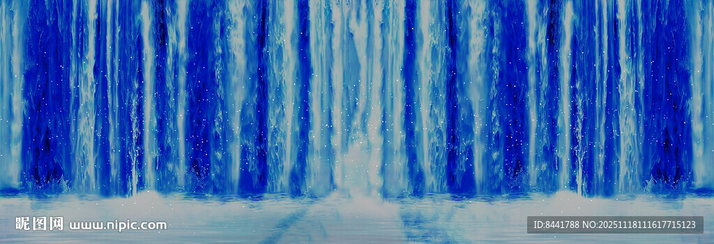 梦幻蓝色瀑布景观