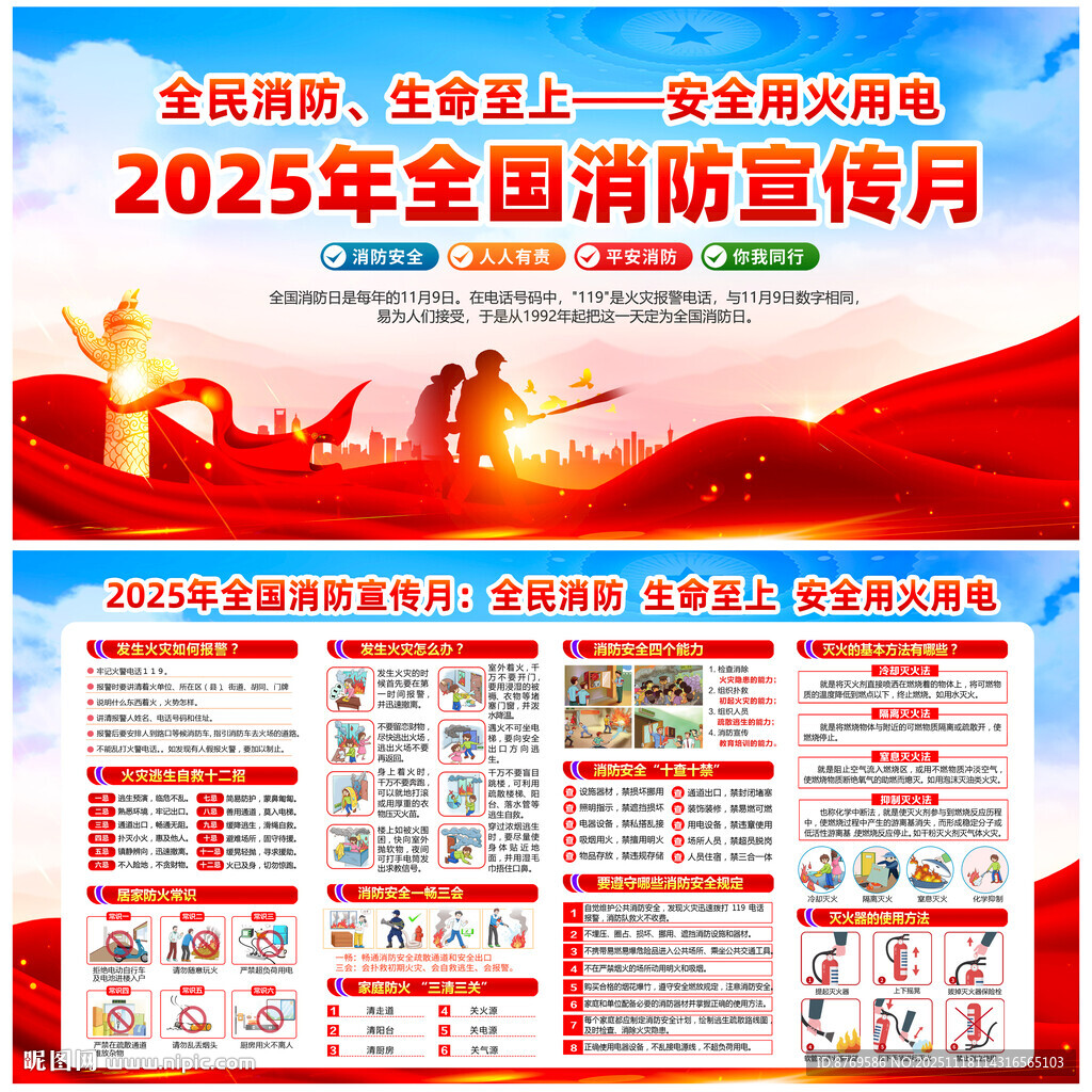 2025年119消防宣传月展板