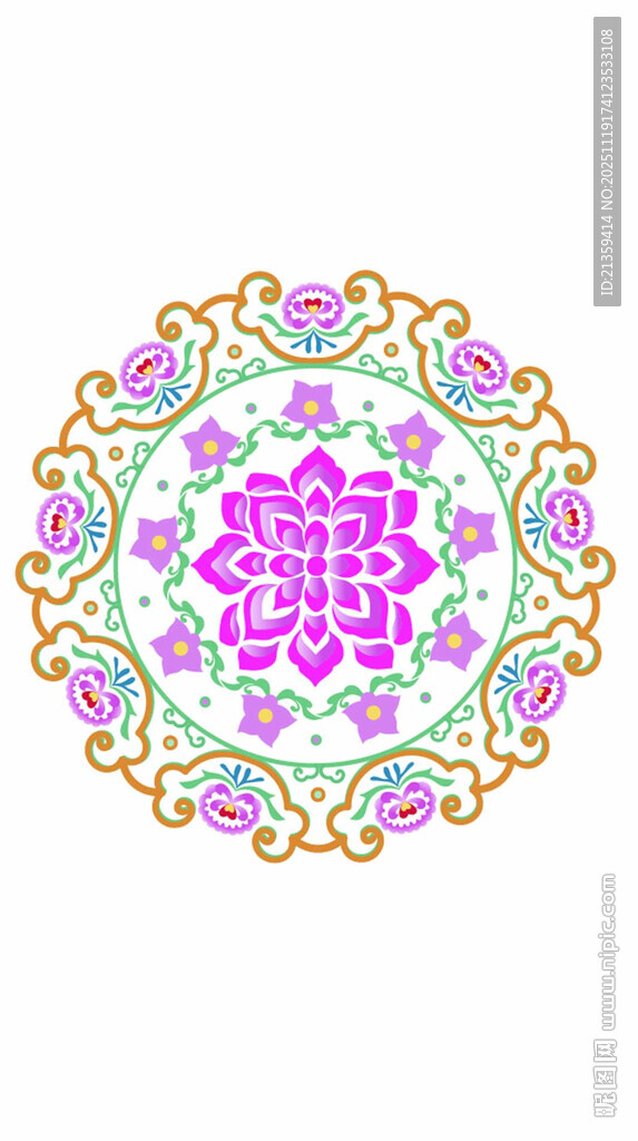 彩色曼陀罗花纹图案