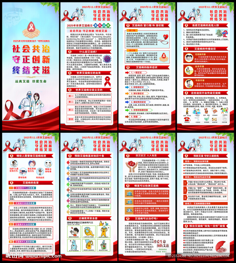 2025年艾滋病日展板宣传栏