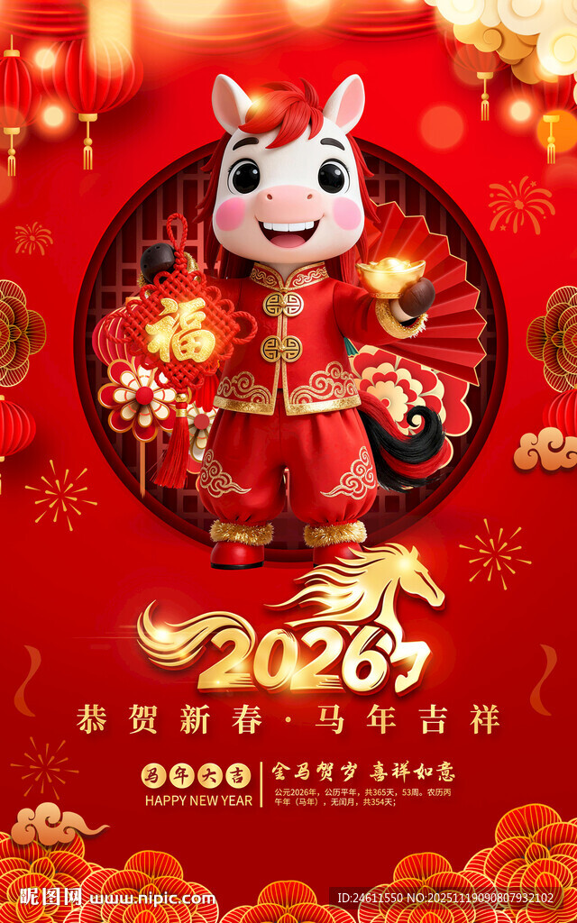 2026马年喜庆吉海报